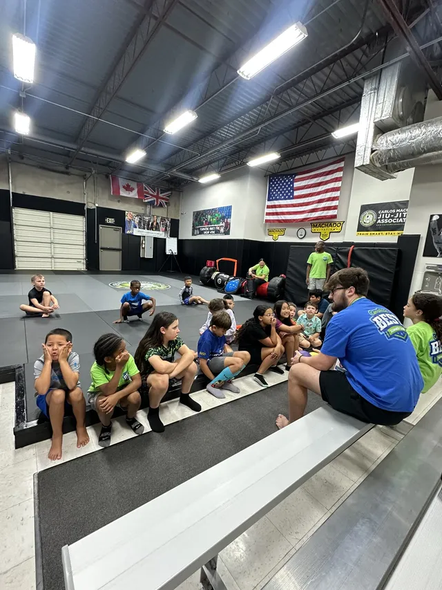 Campers seated together before heading out for the afternoon